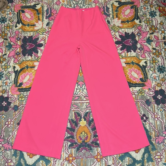 Tuckernuck Pomander Place High Rise Hot Pink Wide Leg Pants New Size XS - Picture 5 of 10